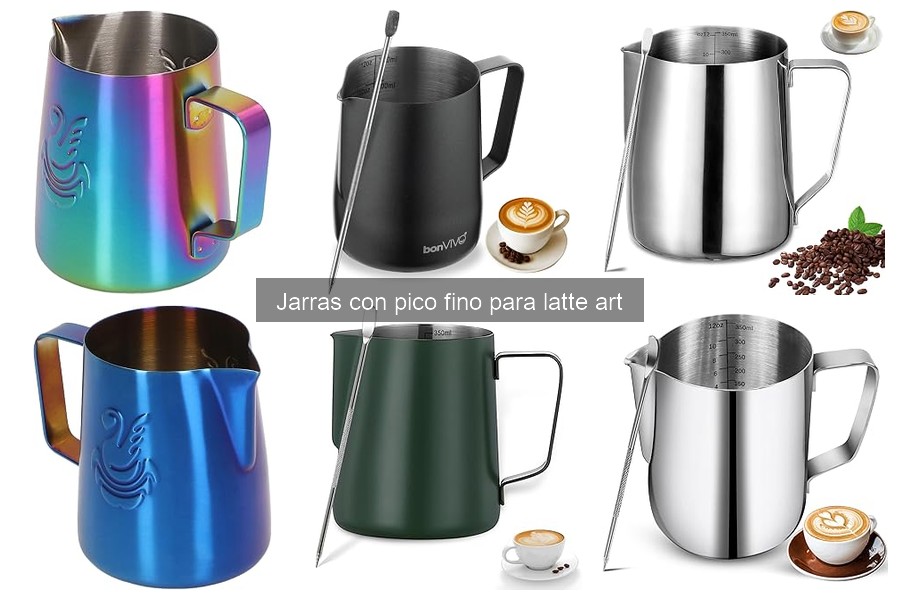 Comparativa de jarras con pico fino para latte art