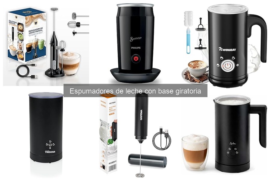 ¿Qué es un espumador de leche con base giratoria?