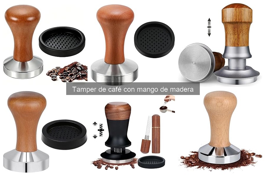 Tipos de tampers de café con mango de madera